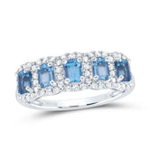 1/4CTW-DIA CN 1 1/3CTW EM-BLUE TOPAZ ANNIVERSARY BAND